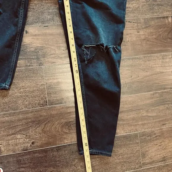 Tommy Jeans Women’s Ultra High Rise Mom Jeans Black Distressed Size 25 - Picture 8 of 9